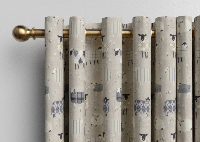Baa Baa, Charcoal - Made to Measure Curtains - Image 12